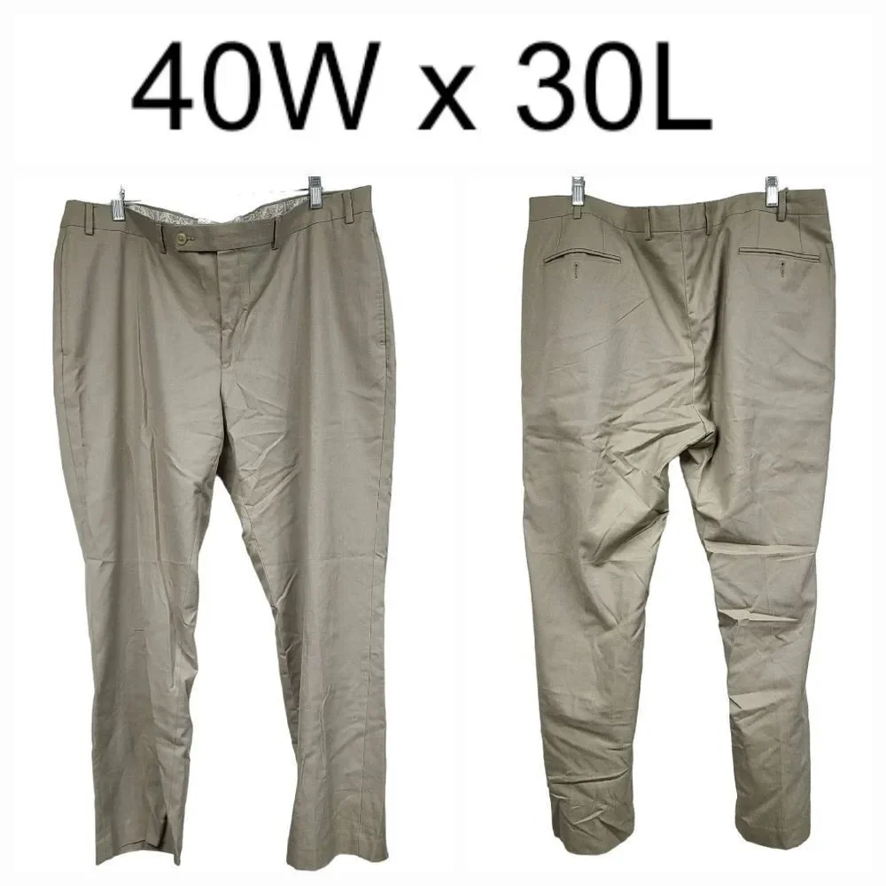 LAUREN Ralph Lauren Men's 40x30 Classic Fit Total Comfort Tan Woven Dress Pants